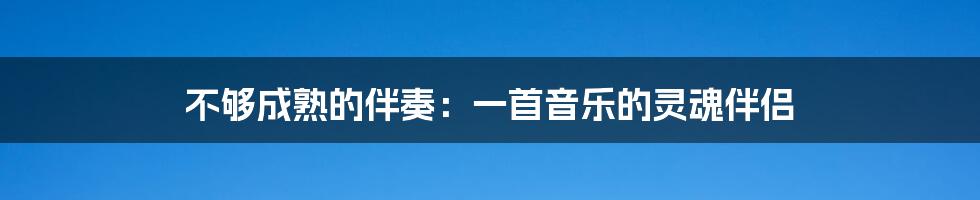 不够成熟的伴奏：一首音乐的灵魂伴侣