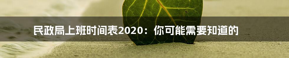 民政局上班时间表2020：你可能需要知道的