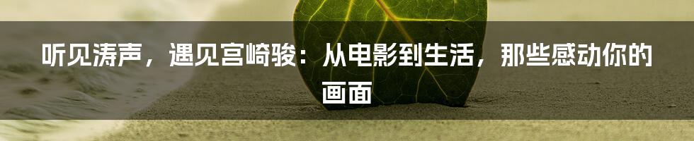 听见涛声，遇见宫崎骏：从电影到生活，那些感动你的画面