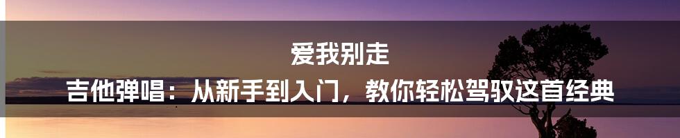 爱我别走 吉他弹唱：从新手到入门，教你轻松驾驭这首经典