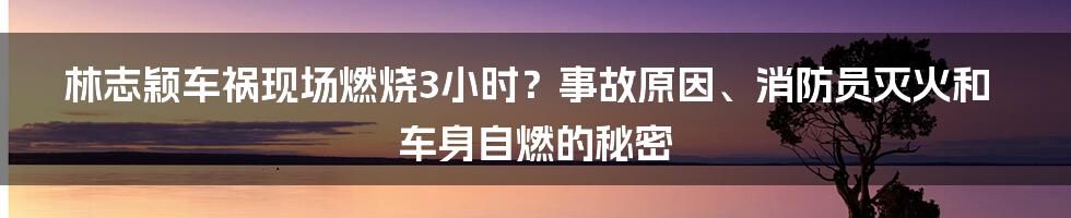 林志颖车祸现场燃烧3小时？事故原因、消防员灭火和车身自燃的秘密