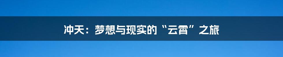 冲天：梦想与现实的“云霄”之旅