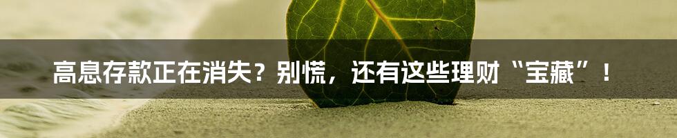 高息存款正在消失？别慌，还有这些理财“宝藏”！