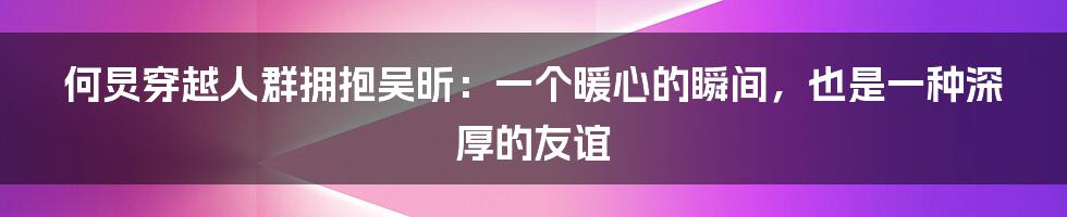 何炅穿越人群拥抱吴昕：一个暖心的瞬间，也是一种深厚的友谊