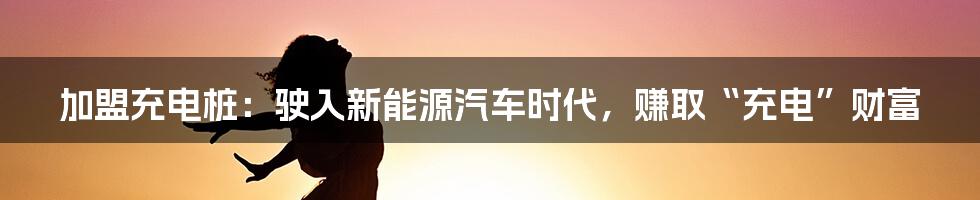 加盟充电桩：驶入新能源汽车时代，赚取“充电”财富