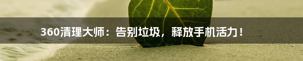 360清理大师：告别垃圾，释放手机活力！