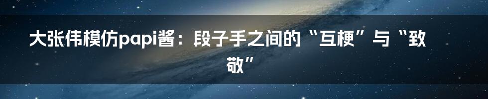 大张伟模仿papi酱：段子手之间的“互梗”与“致敬”