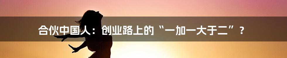 合伙中国人：创业路上的“一加一大于二”？