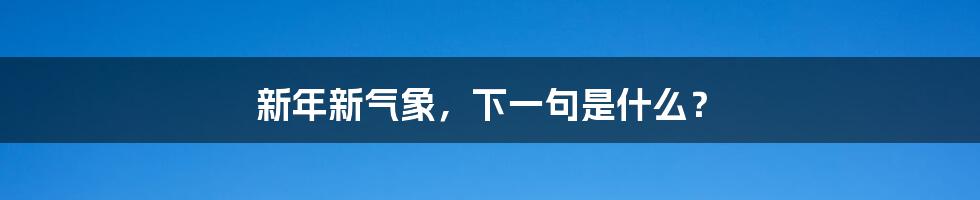 新年新气象，下一句是什么？