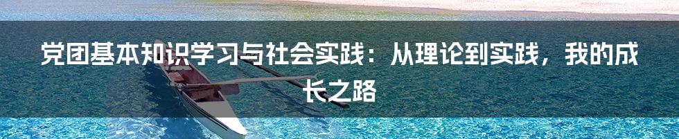 党团基本知识学习与社会实践：从理论到实践，我的成长之路