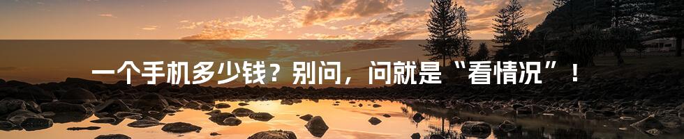 一个手机多少钱？别问，问就是“看情况”！