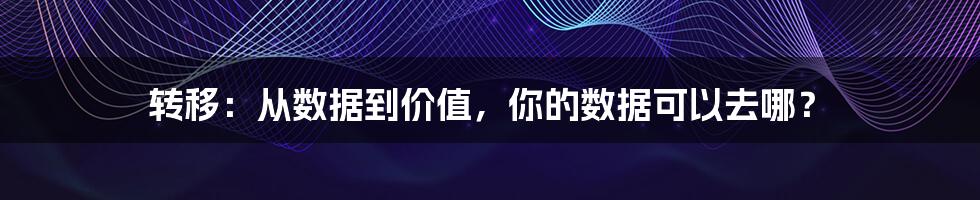 转移：从数据到价值，你的数据可以去哪？