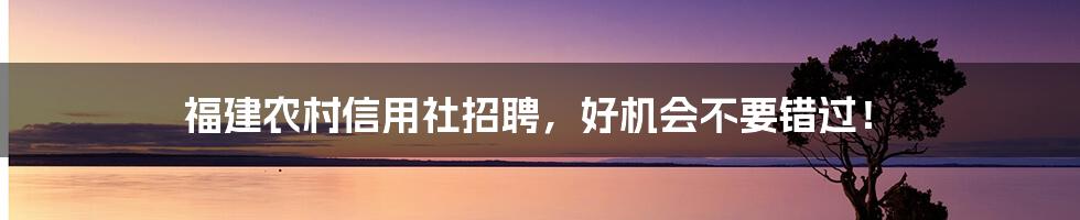 福建农村信用社招聘，好机会不要错过！