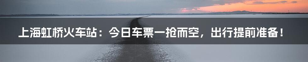 上海虹桥火车站：今日车票一抢而空，出行提前准备！