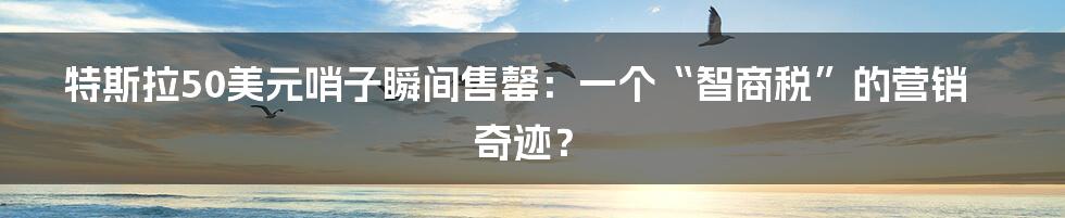 特斯拉50美元哨子瞬间售罄：一个“智商税”的营销奇迹？