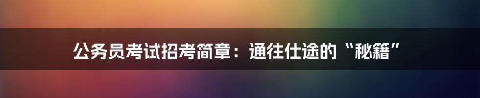 公务员考试招考简章：通往仕途的“秘籍”