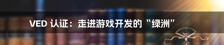 VED 认证：走进游戏开发的“绿洲”