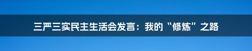 三严三实民主生活会发言：我的“修炼”之路