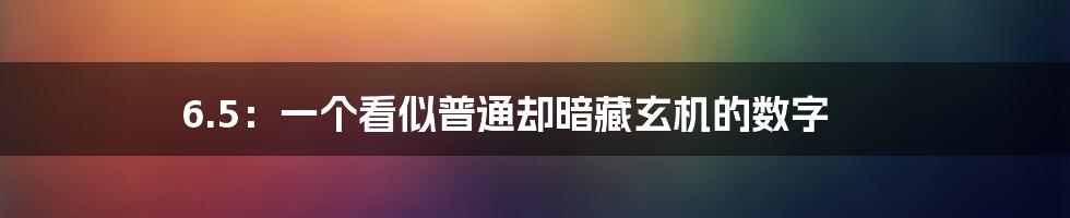 6.5：一个看似普通却暗藏玄机的数字