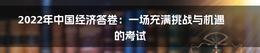 2022年中国经济答卷：一场充满挑战与机遇的考试