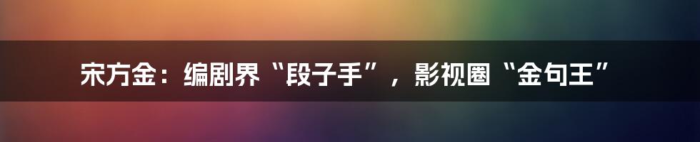 宋方金：编剧界“段子手”，影视圈“金句王”