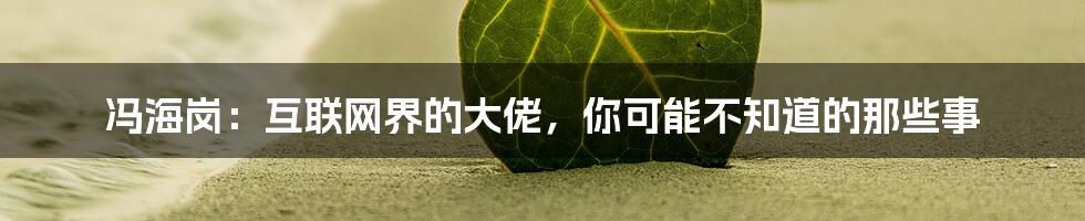 冯海岗：互联网界的大佬，你可能不知道的那些事