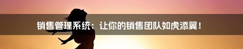 销售管理系统：让你的销售团队如虎添翼！