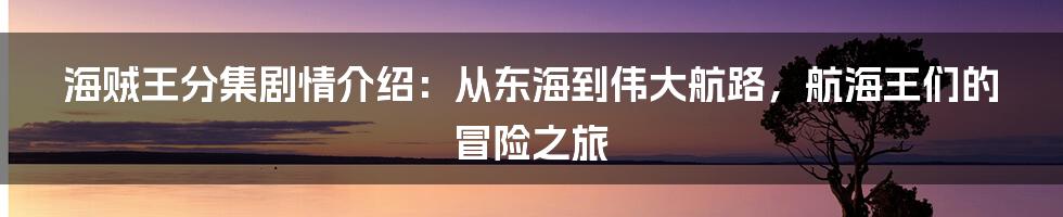 海贼王分集剧情介绍：从东海到伟大航路，航海王们的冒险之旅