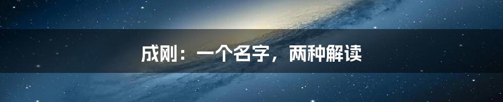 成刚：一个名字，两种解读