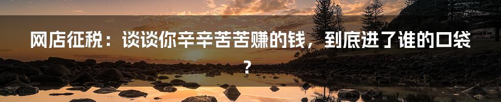 网店征税：谈谈你辛辛苦苦赚的钱，到底进了谁的口袋？