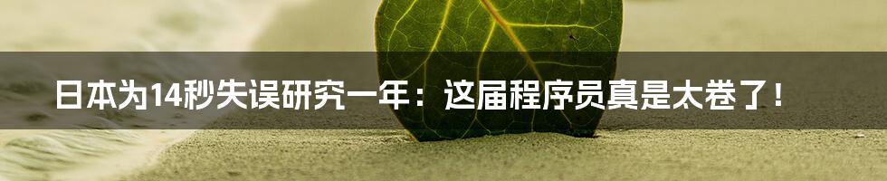 日本为14秒失误研究一年：这届程序员真是太卷了！