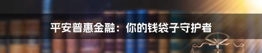 平安普惠金融：你的钱袋子守护者