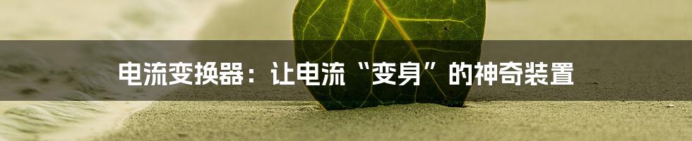 电流变换器：让电流“变身”的神奇装置