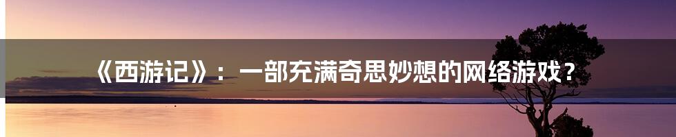 《西游记》：一部充满奇思妙想的网络游戏？