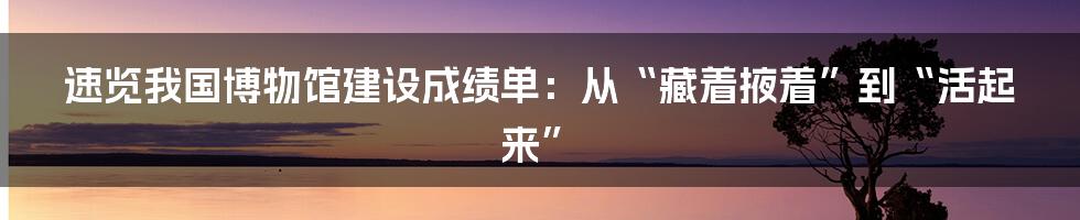 速览我国博物馆建设成绩单：从“藏着掖着”到“活起来”