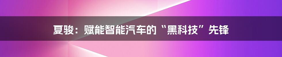 夏骏：赋能智能汽车的“黑科技”先锋