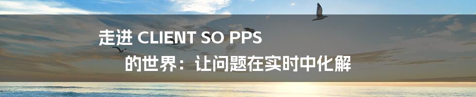 走进 CLIENT SO PPS 的世界：让问题在实时中化解