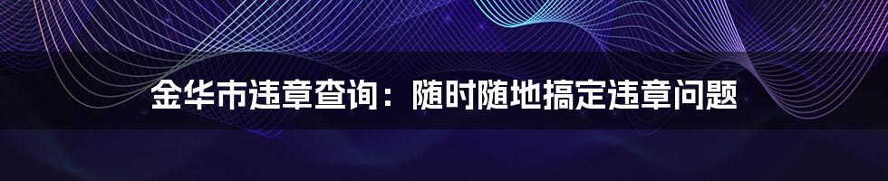 金华市违章查询：随时随地搞定违章问题