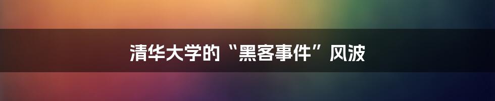 清华大学的“黑客事件”风波