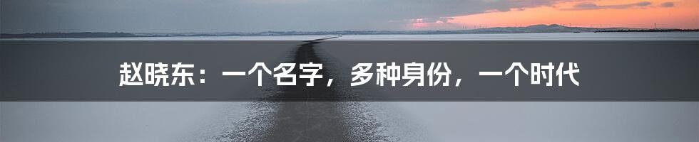 赵晓东：一个名字，多种身份，一个时代