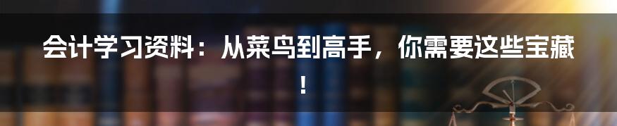 会计学习资料：从菜鸟到高手，你需要这些宝藏！