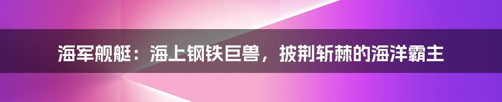 海军舰艇：海上钢铁巨兽，披荆斩棘的海洋霸主