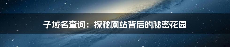 子域名查询：探秘网站背后的秘密花园