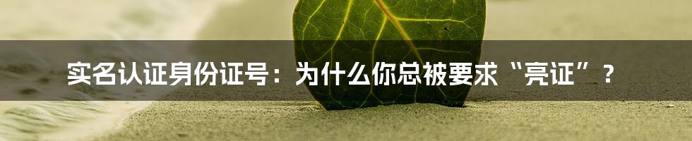 实名认证身份证号：为什么你总被要求“亮证”？