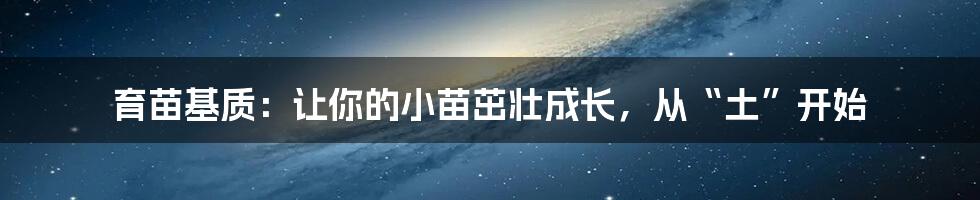 育苗基质：让你的小苗茁壮成长，从“土”开始