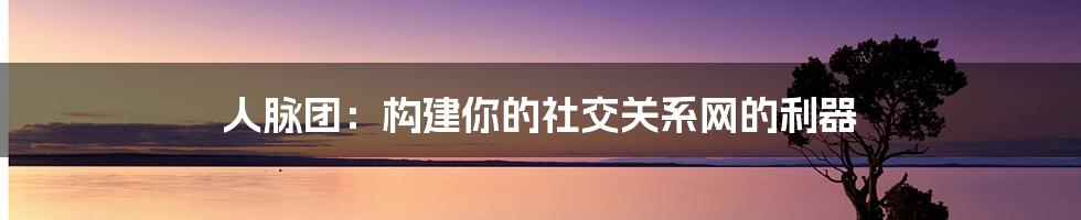 人脉团：构建你的社交关系网的利器