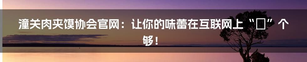 潼关肉夹馍协会官网：让你的味蕾在互联网上“咥”个够！