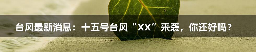 台风最新消息：十五号台风“XX”来袭，你还好吗？