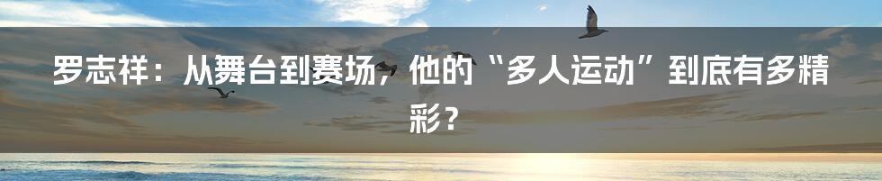 罗志祥：从舞台到赛场，他的“多人运动”到底有多精彩？