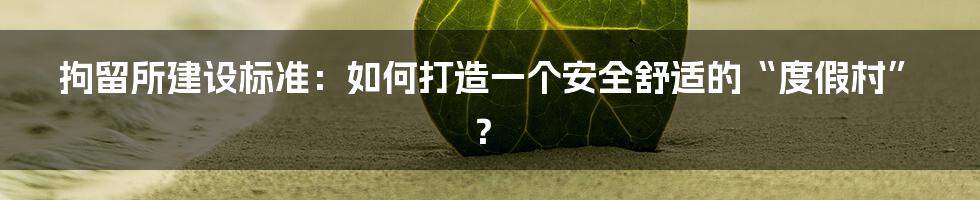 拘留所建设标准：如何打造一个安全舒适的“度假村”？